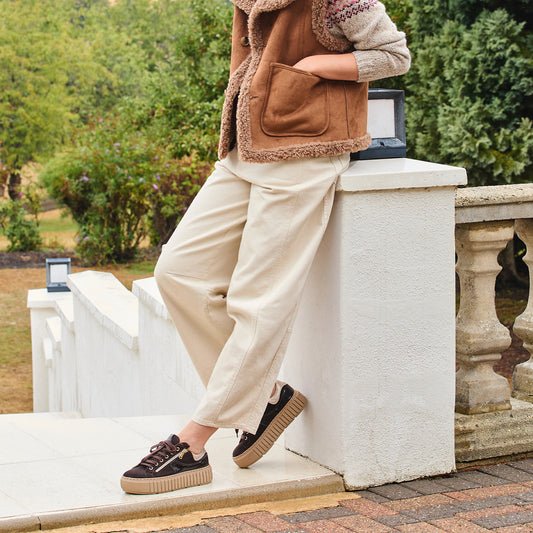 Tempo: Chocolate Brown Suede & Patent Leather Shoes Sole Bliss