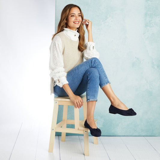 Lola: Navy Suede Shoes Sole Bliss