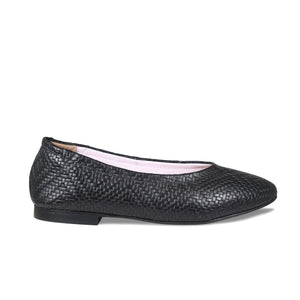 Luna: Black Weave Leather Shoes Sole Bliss