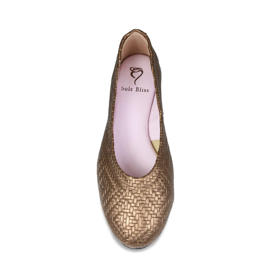 Luna: Bronze Weave Leather Shoes Sole Bliss