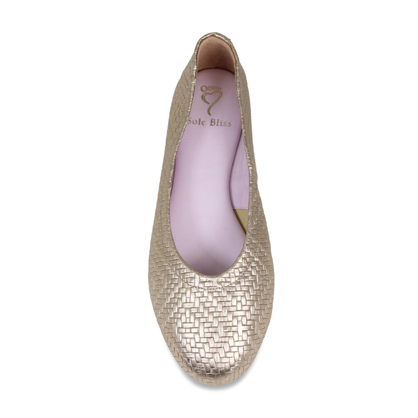Luna: Metallic Weave Leather Shoes Sole Bliss