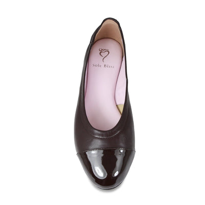 Luna: Brown Leather & Patent Shoes Sole Bliss
