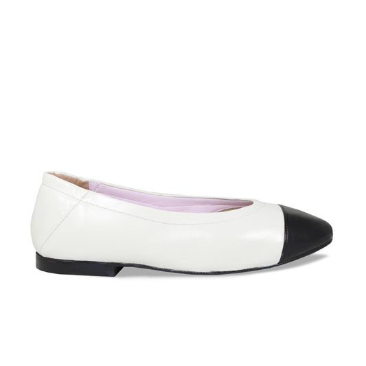 Luna: Ivory & Black Leather Shoes Sole Bliss