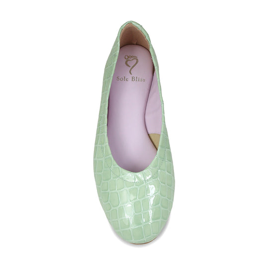 Luna: Mint Croc Patent Leather Shoes Sole Bliss