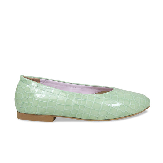 Luna: Mint Croc Patent Leather Shoes Sole Bliss