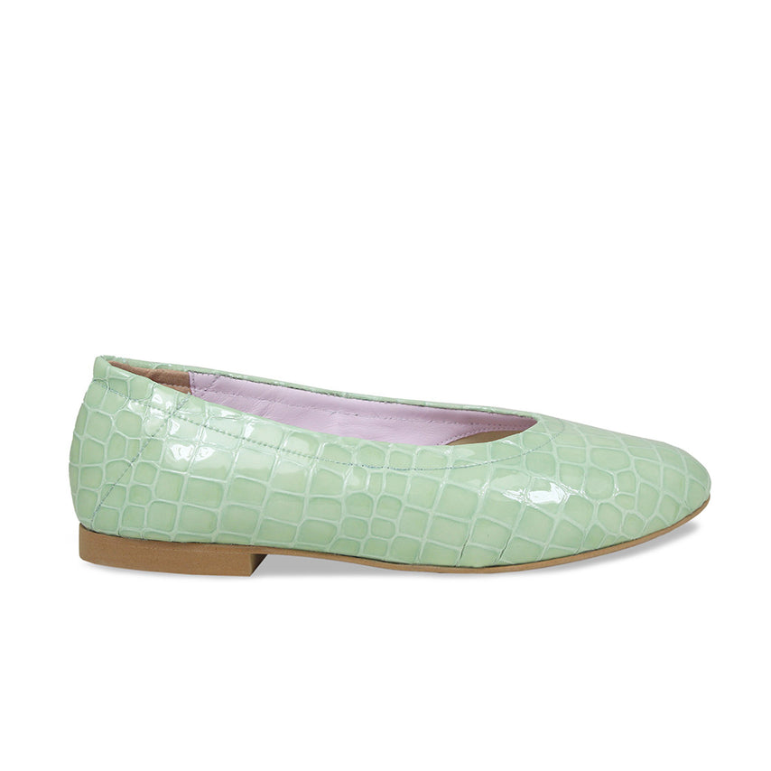 Luna: Mint Croc Patent Leather Shoes Sole Bliss