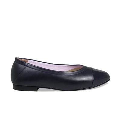Luna: Navy Leather – Smart Ballet Flats for Bunions | Sole Bliss