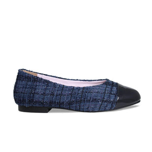 Luna: Navy Tweed & Patent Shoes Sole Bliss