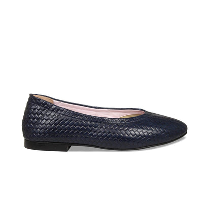 Luna: Navy Weave Leather Shoes Sole Bliss
