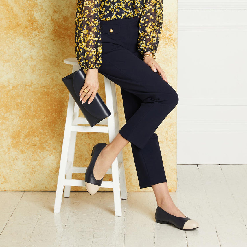 Luna: Navy & Cream Leather Shoes Sole Bliss