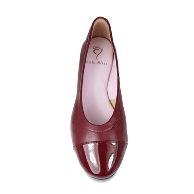 Luna: Bordeau Leather & Patent Shoes Sole Bliss