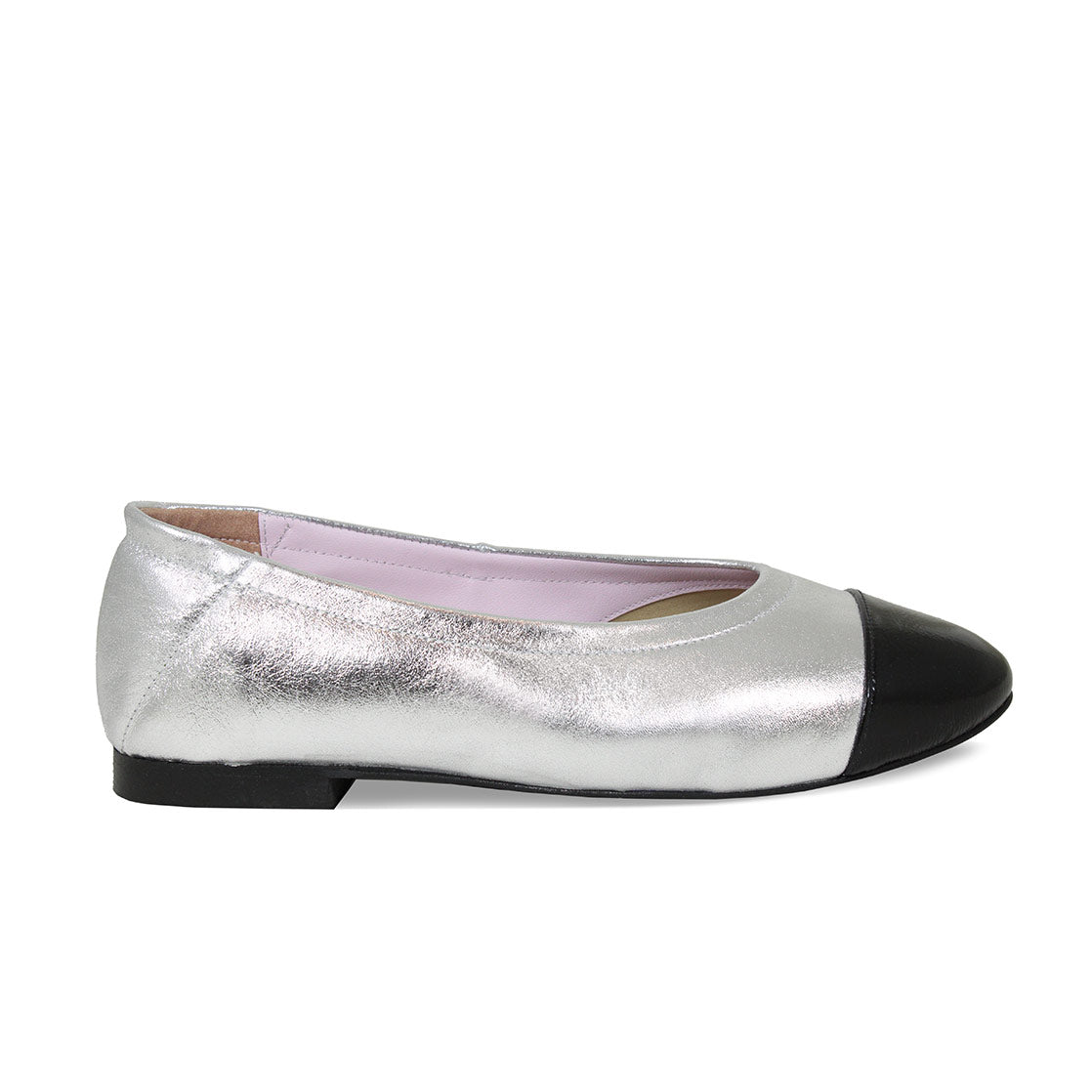 Luna: Silver & Black Leather Shoes Sole Bliss