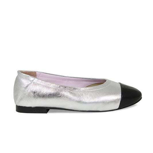 Luna: Silver & Black Leather Shoes Sole Bliss
