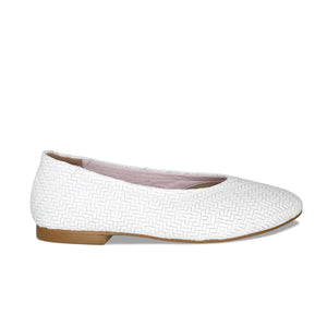 Luna: White Weave Leather Shoes Sole Bliss