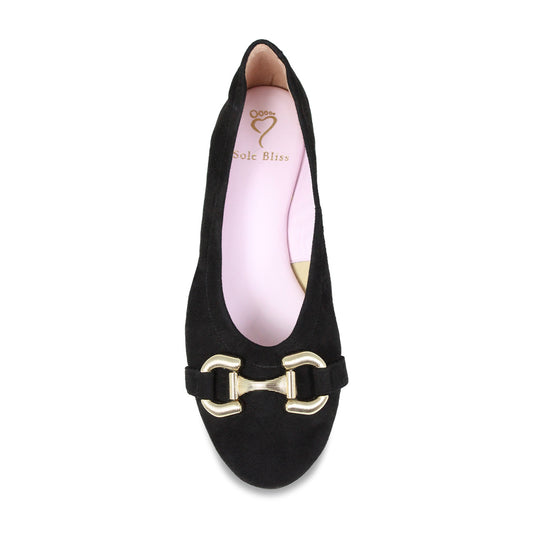 Lydia: Black Suede Shoes Sole Bliss