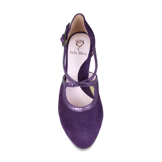 Meredith: Purple Suede & Snake Shoes Sole Bliss
