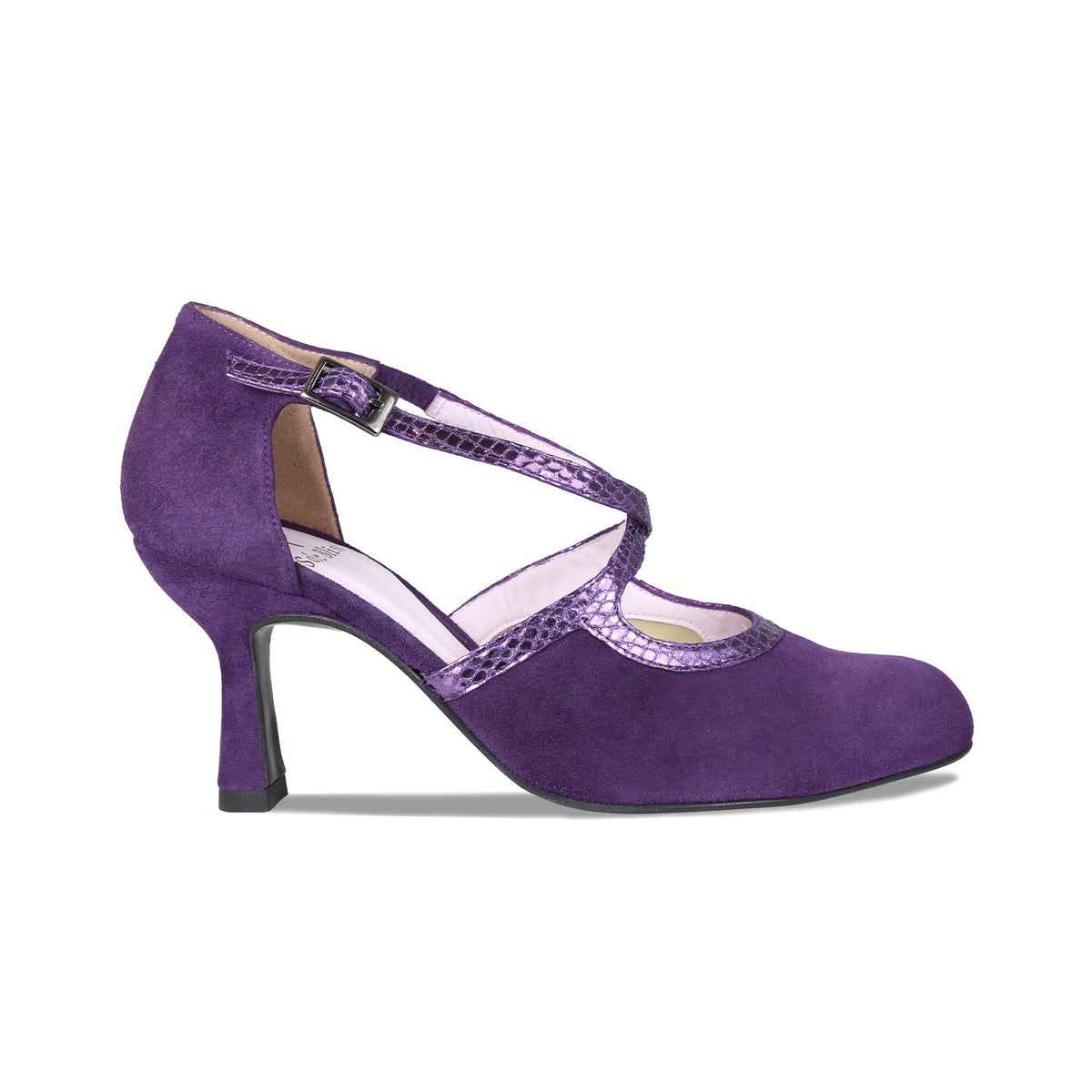 Sole Bliss Meredith Purple Suede & Snake Shoes