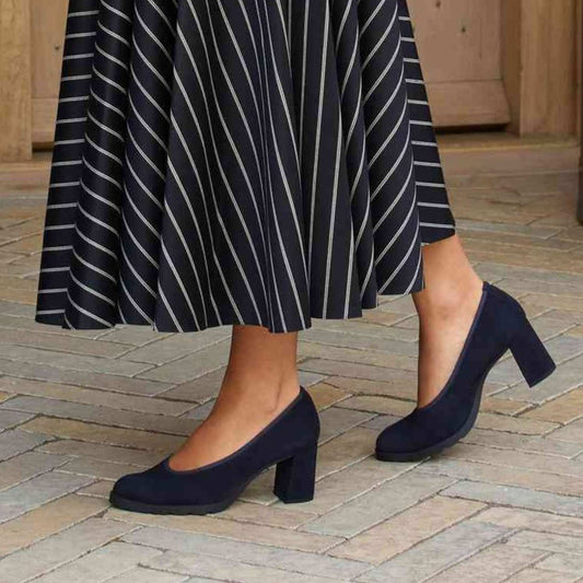 Monroe: Navy Suede Shoes Sole Bliss