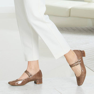 Orla: Mocha Patent Leather Shoes Sole Bliss