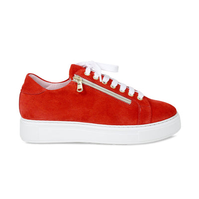 Feather: Coral Red Suede