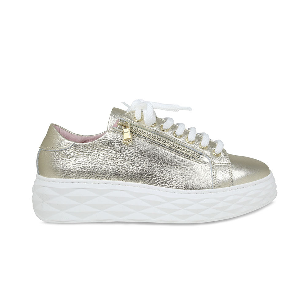 Palazzo: Gold Leather - GoldTrainers for Bunions | Sole Bliss