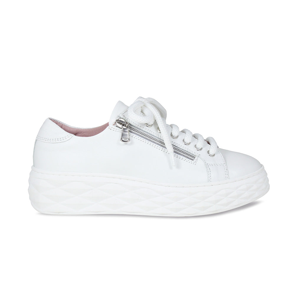 Palazzo White Leather White Trainers for Bunions Sole Bliss
