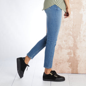 Pixie: Black Leather & Suede Shoes Sole Bliss