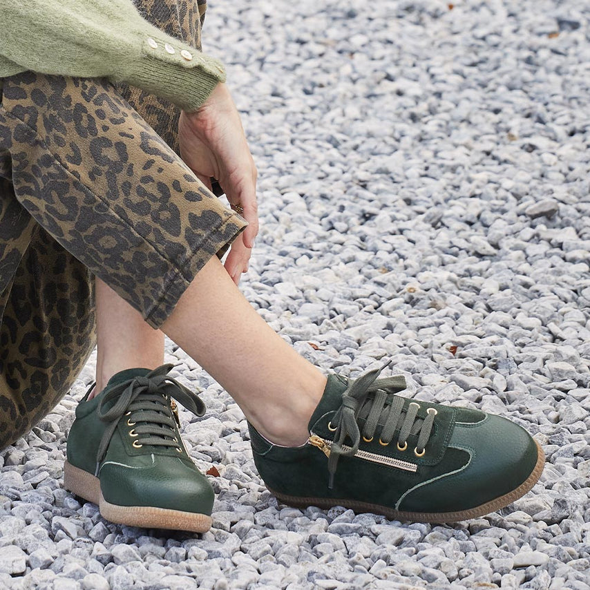 Pixie: Forest Green Leather & Suede Shoes Sole Bliss