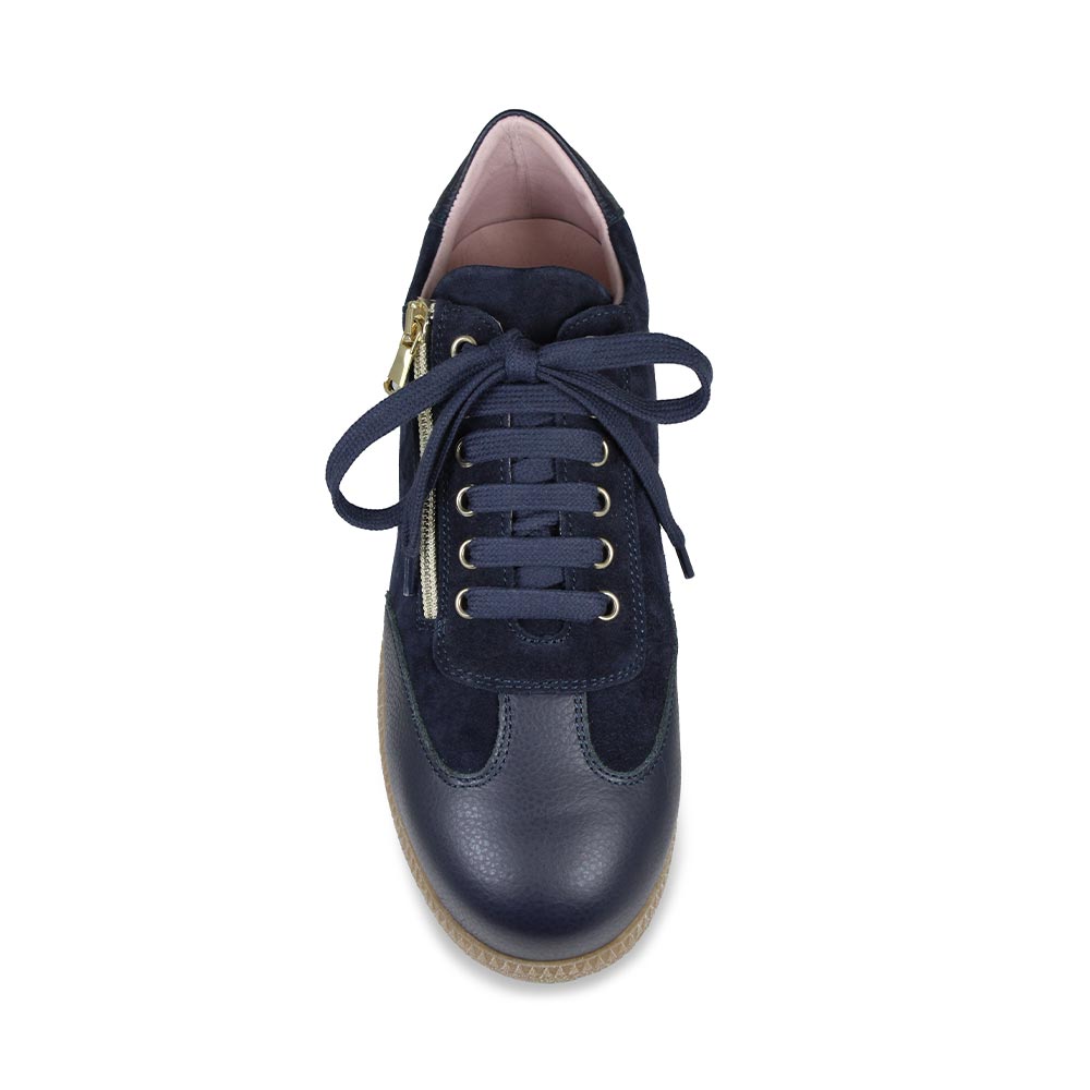 Pixie: Navy Leather Suede - Stylish Trainers for Bunions | Sole Bliss