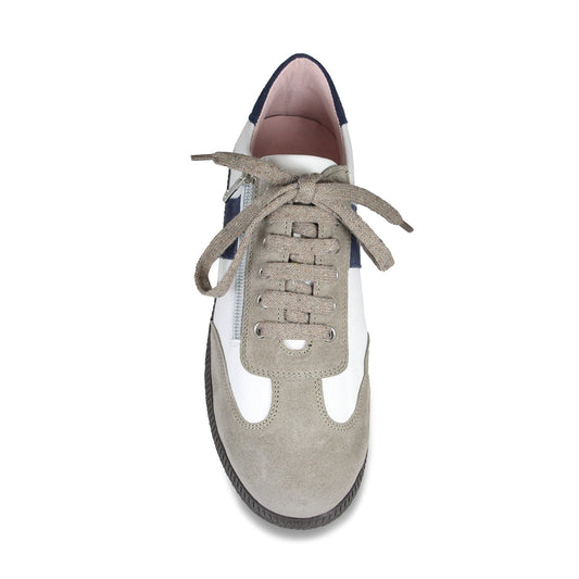 Pixie: White, Taupe & Navy Shoes Sole Bliss