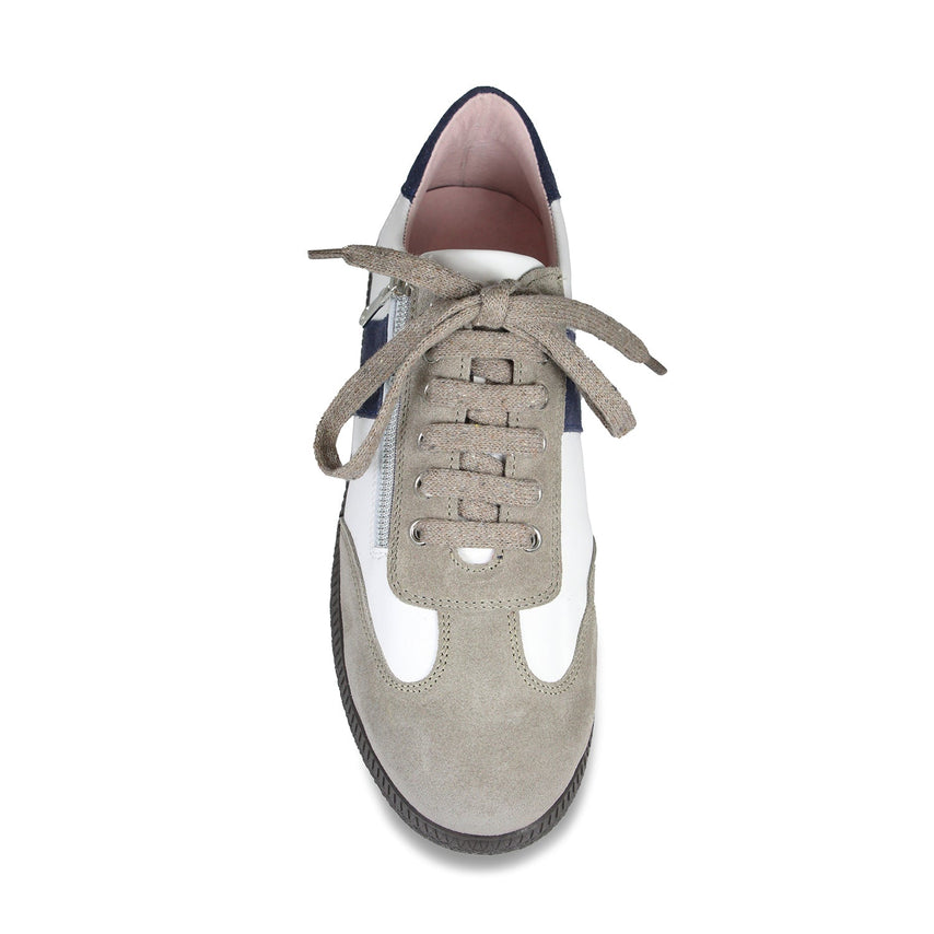 Pixie: White, Taupe & Navy Shoes Sole Bliss