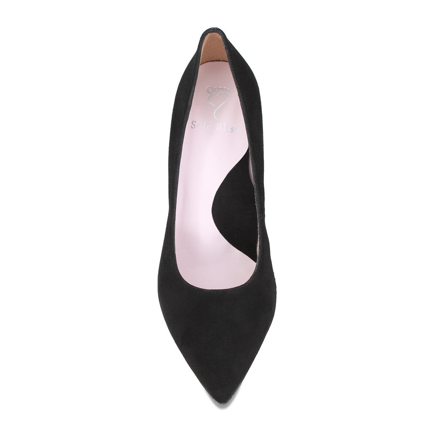 Portia: Black Suede Shoes Sole Bliss