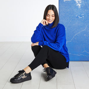 Porto Star: Black Leather & Glitter Shoes Sole Bliss