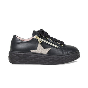 Porto Star: Black Leather & Glitter Shoes Sole Bliss