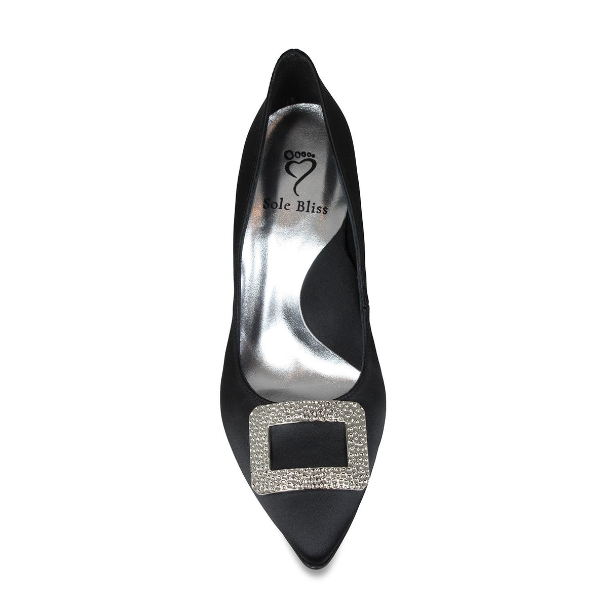 Prestige: Black Satin Shoes Sole Bliss
