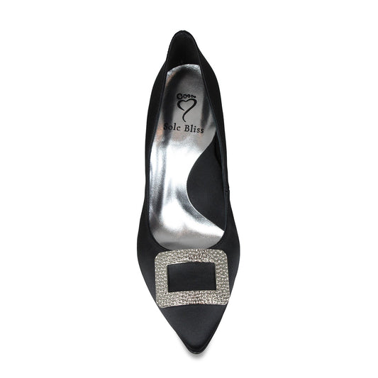 Prestige: Black Satin Shoes Sole Bliss