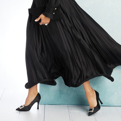 Prestige: Black Satin Shoes Sole Bliss