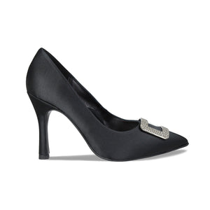 Prestige: Black Satin Shoes Sole Bliss