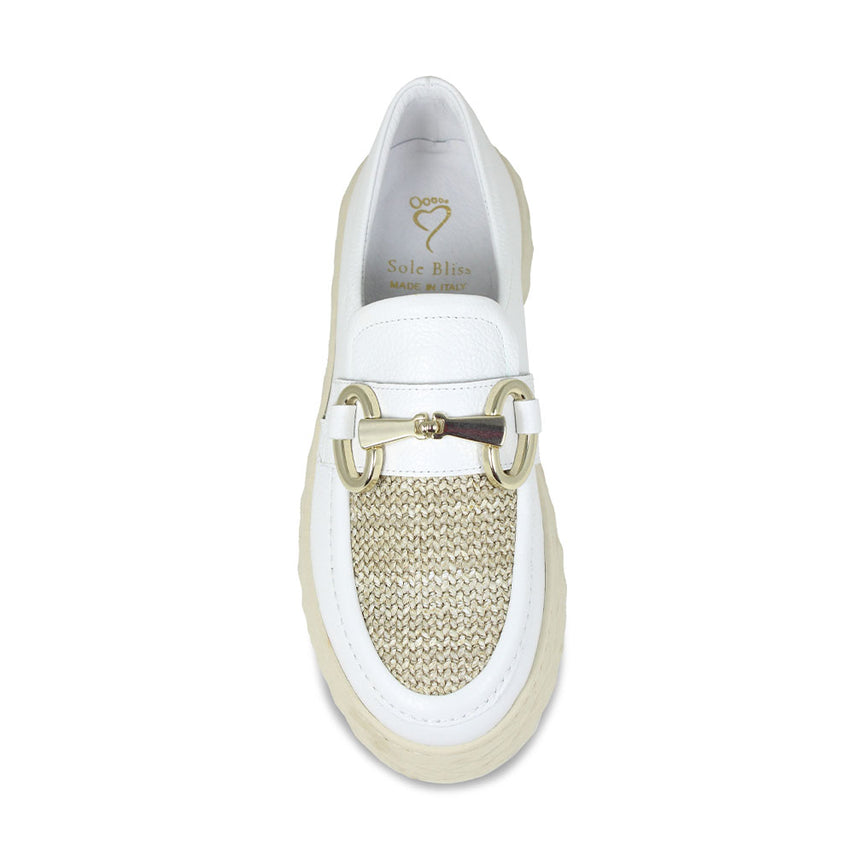 Prince: White Leather & Raffia Shoes Sole Bliss