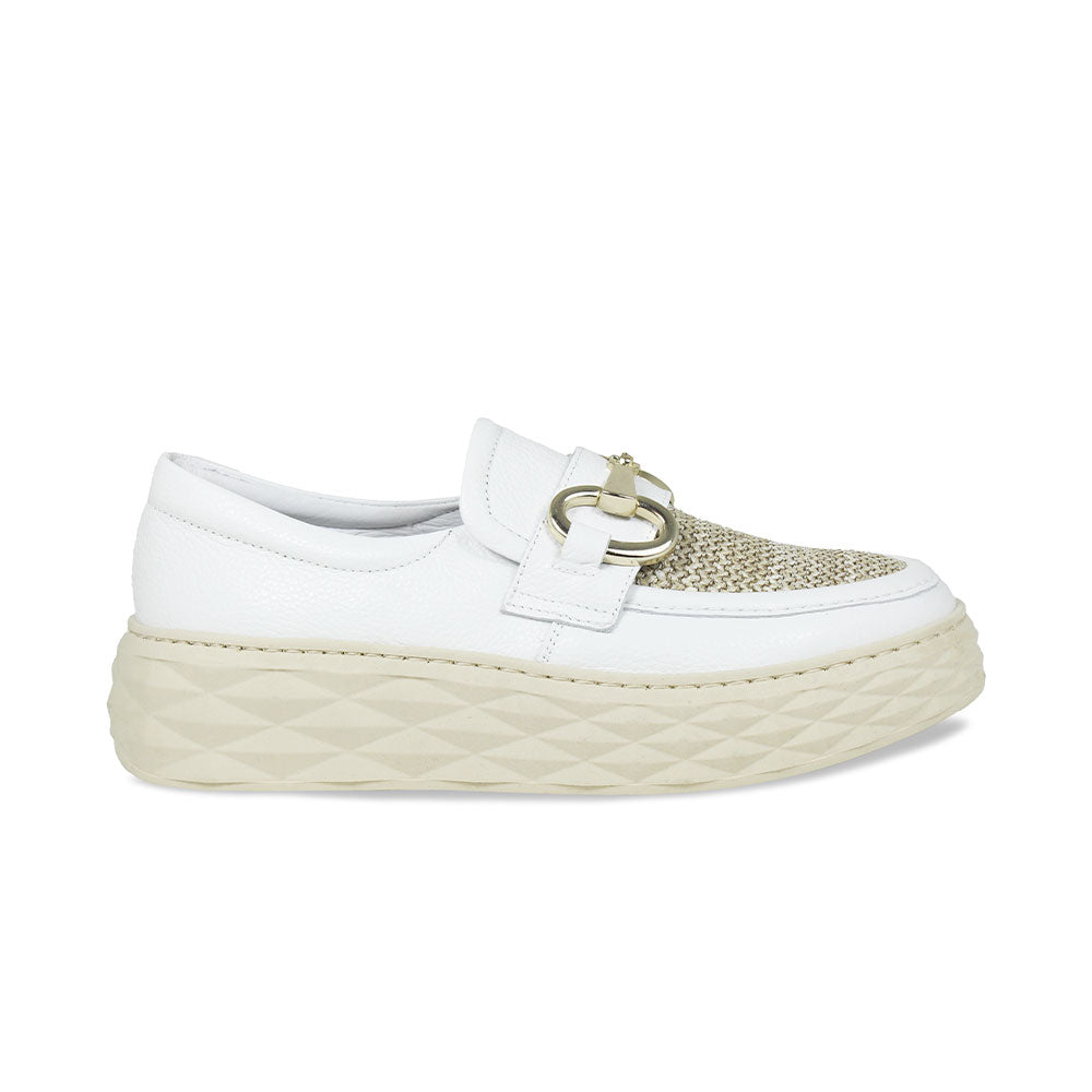 Prince: White Leather & Raffia Shoes Sole Bliss