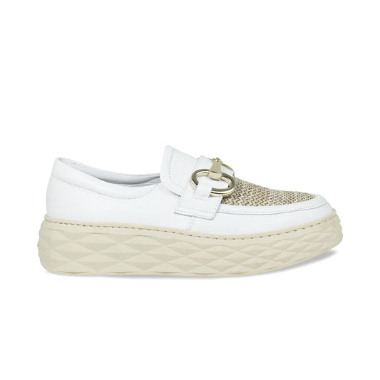 Prince: White Leather & Raffia Shoes Sole Bliss