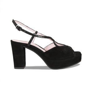 Rachel: Black Suede & Black Snake Shoes Sole Bliss