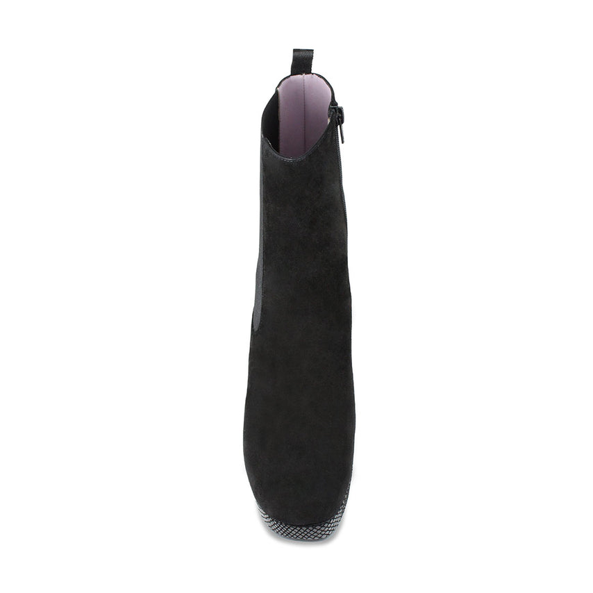 Raven: Black Suede & Snake Print Leather Boots Sole Bliss