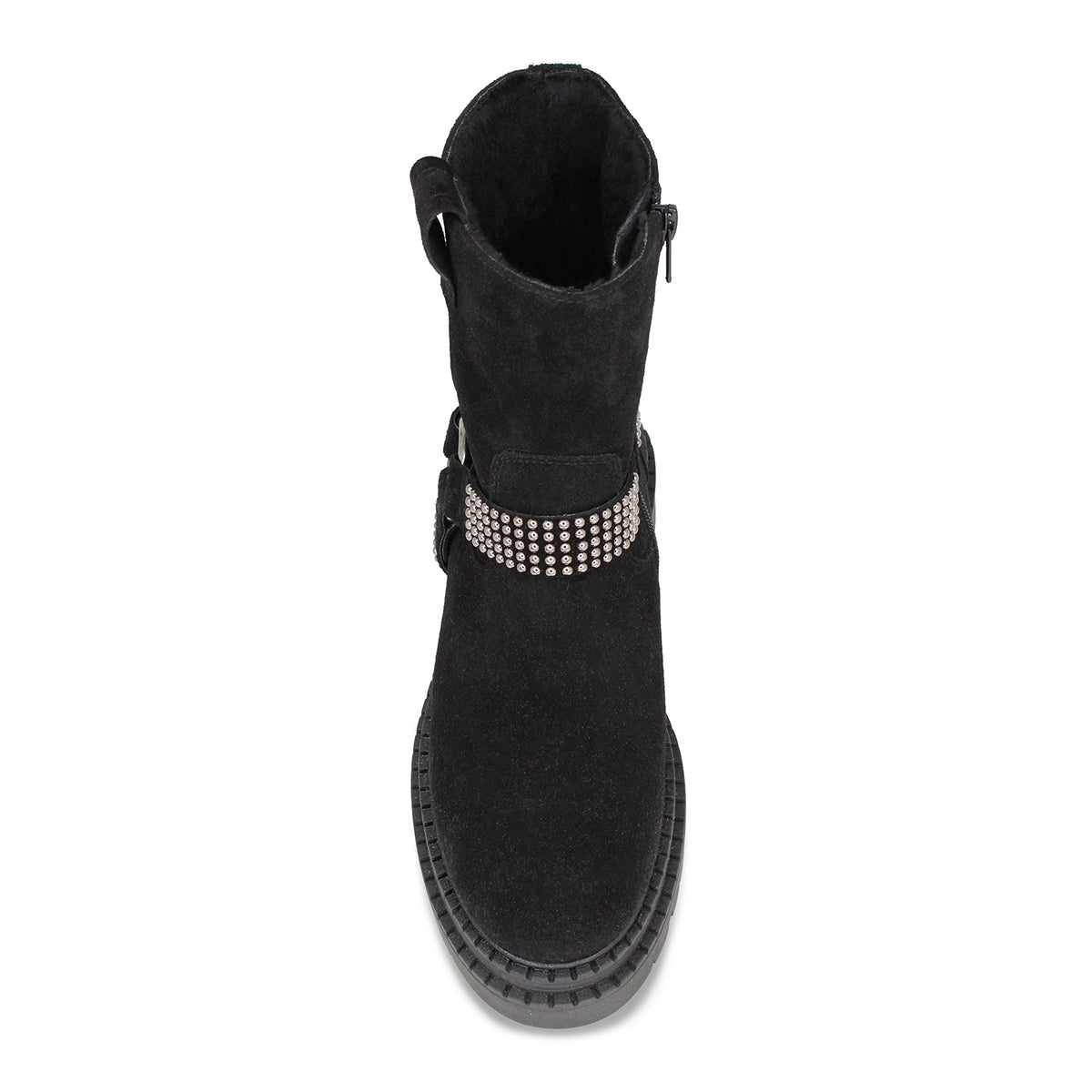 Rebel: Black Suede & Studs Boots Sole Bliss