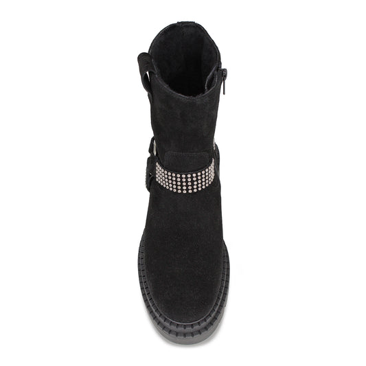 Rebel: Black Suede & Studs Boots Sole Bliss