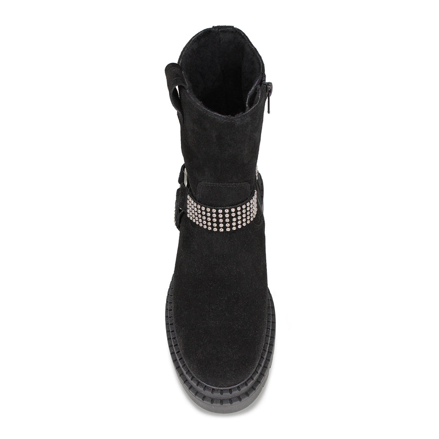 Rebel: Black Suede & Studs Boots Sole Bliss