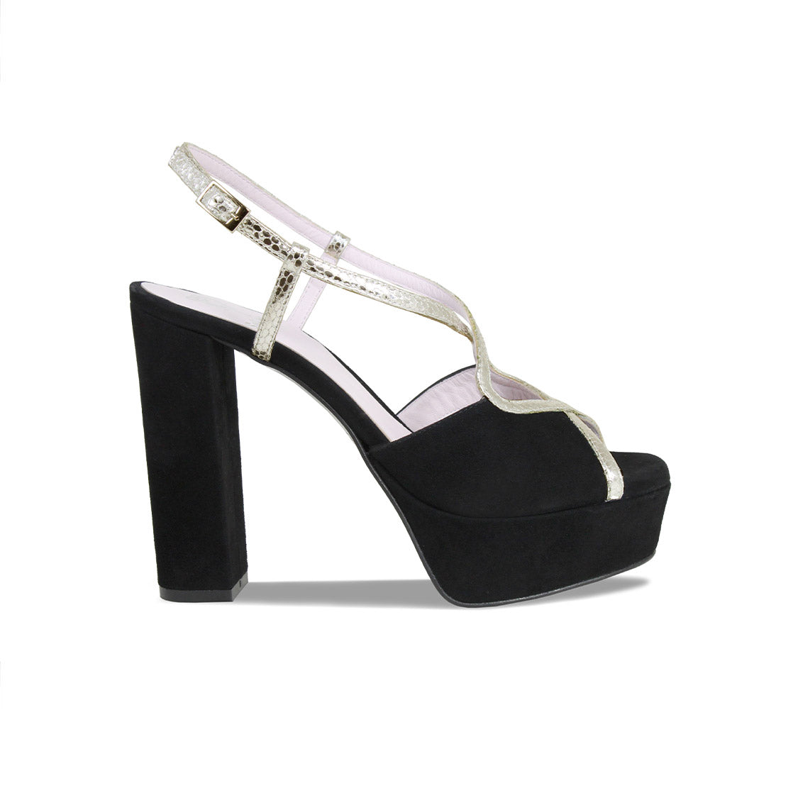 Reese Suede & Gold Snake Print Leather