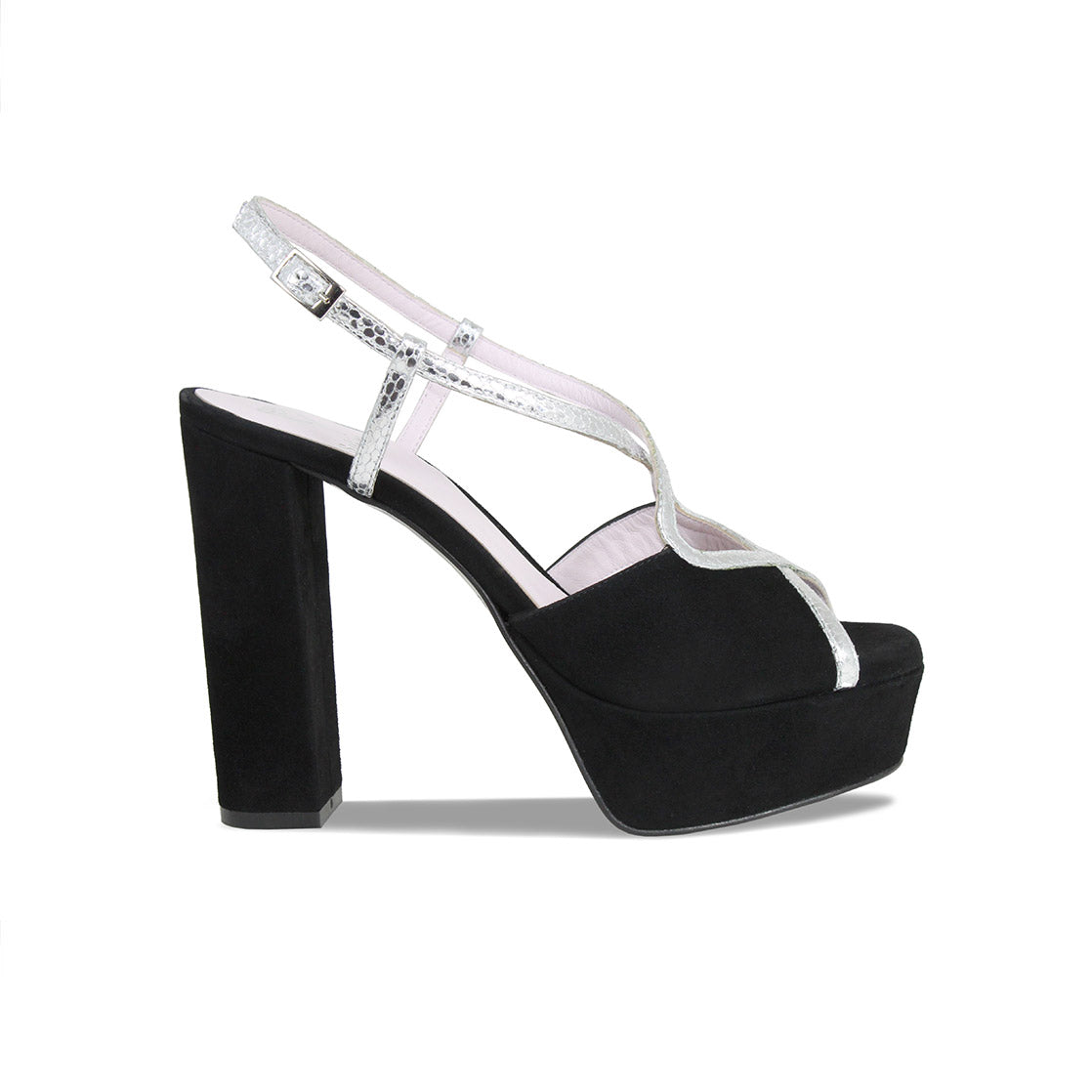 Reese Suede & Silver Snake Print Leather