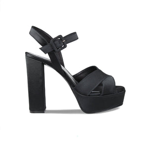 Remy: Black Satin Shoes Sole Bliss