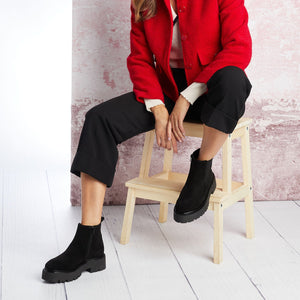 Rhea: Black Suede Boots Sole Bliss